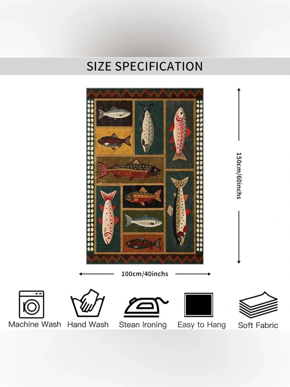 Decorative Fish Wall Art Tapestry- Multicolor Fish Pattern